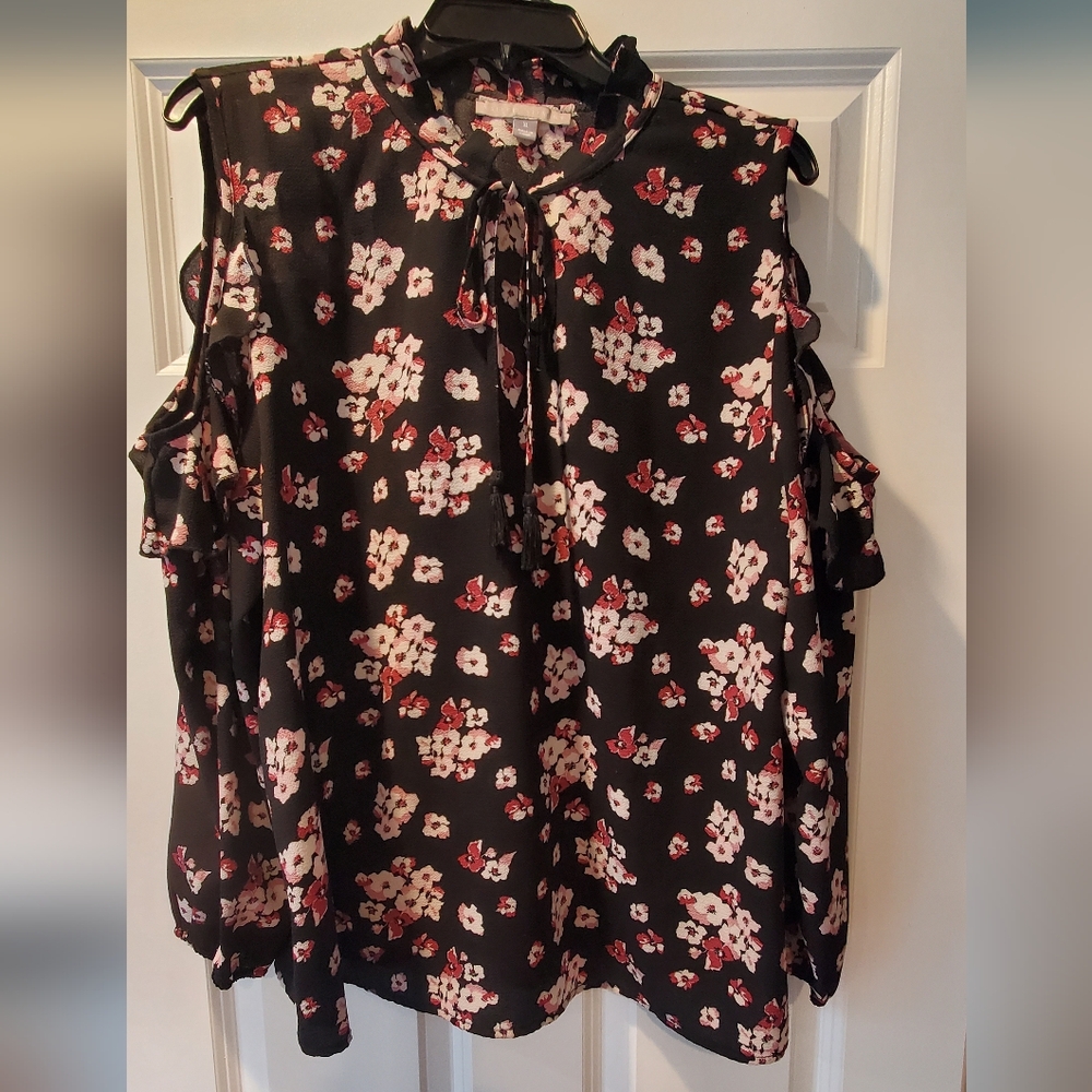 Floral Black and Red Dress